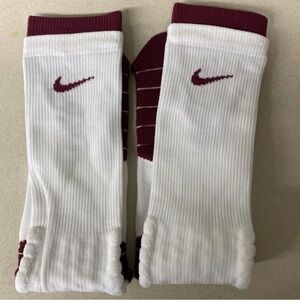 NIKE Elite Vapor Cushioned Crew Football Socks XL DRI-FIT White,Wine NOWT